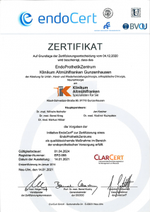 Zertifikat Endoprothetikzentrum Gunzenhausen