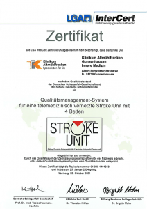 Zertifikat Stroke Unit Schlaganfallzentrum Gunzenhausen
