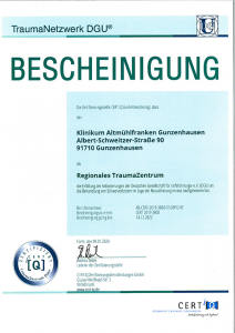 Zertifikat Traumazentrum Gunzenhausen